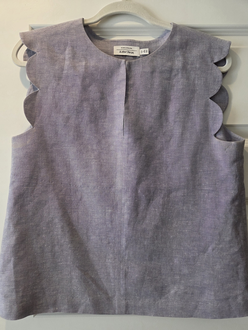 & Other Stories Lavender Scallop-Edge Linen Blend Tank